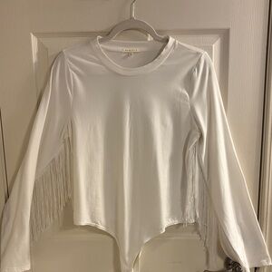 Elegant White Fringe Bodysuit